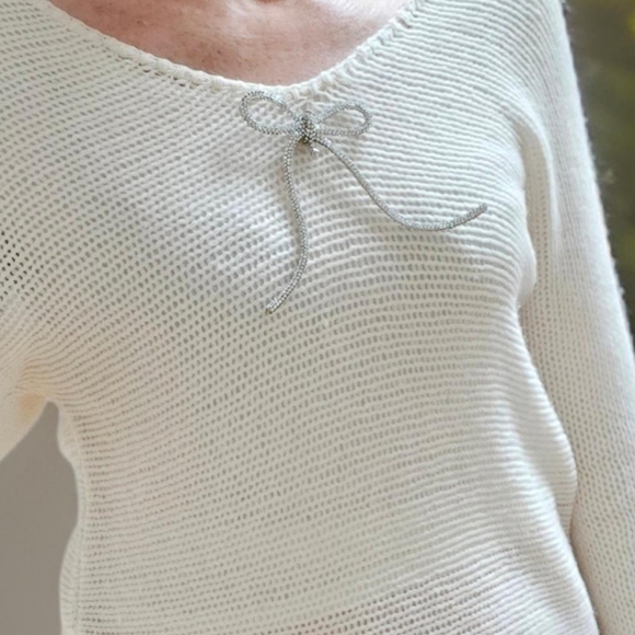 silver crystal rhinestone brooch bow pin - 5" x 6" NWOT - Picture 9 of 11